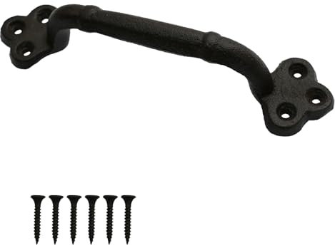 Aomhrek Black Door Handles, Vintage Door Handles, Handle Classic Retro Wardrobe Pull Handle, External Door Handles, Durable Cast Iron Gate Handles for Wooden Gates 1 Piece Black