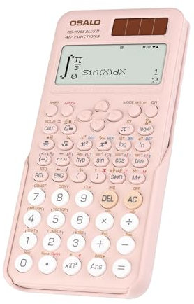 OSALO Wissenschaftlicher Taschenrechner 417 Funktion 10+2 Stellen Geschriebenes Display Solar und Batterie Rechner Schutzhülle für Schule Rosa (OS 991ES Plus 2nd Edition)