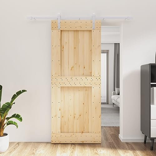 Baumaterialien, TürenSchiebetür mit Beschläge-Set 85x210 cm Massivholz Kiefer