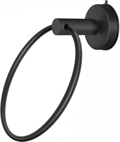 YUET Towel Holder Towel Ring Rail Suction Cup Towel Holder,Stainless Steel Bathroom SUS 304,Wall Mounted Hand Towel Rails for Kitchen Bathrooms (Black)