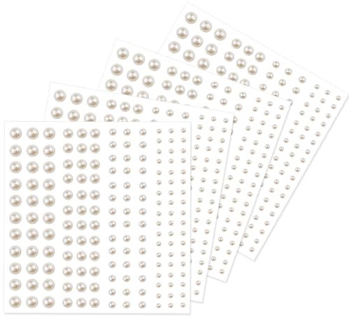 660 Pcs Pearl Stickers,3mm/4mm/5mm/6mm White Flat Back Pearls,Self-Adhesive Back NailPearl Sticker Sheets for Crafting Face Makeup Nail Art DIY Scrapbooking Embellishments
