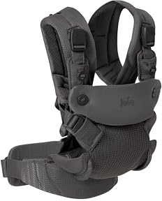 Joie savvy™ air 4in1 Babytrage – ab Geburt bis 3 Jahre (3,5–15 kg) Cinder | Babytrage mit 4 Tragevarianten, Magnetverschlüssen sowie Rücken- und Kopfstütze. Inklusive 2 Baumwoll-Verdecke und-Lätzchen
