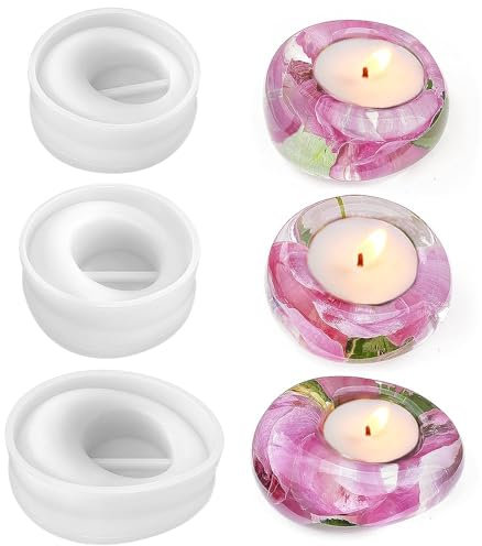3er Set irregulär Teelichthalter Silikonformen, Epoxidharz Gießformen für Kerzenhalter, DIY teelichthalter harzform,Vielseitig für Kunstharz, Kerzen und Seifen,Ideal für Heimdekoration und Geschenke