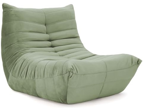 Vesgantti Togo Fireside Lounge Chair - Soft Suede, Premium Foam, Lazy Floor Sofa, Green Armless Accent Chair for Living Room & Bedroom, Salon Office