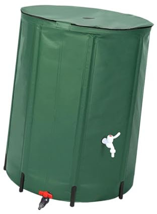 LOVIVER Green Foldable Rain Barrel Rainwater Container Outdoor PVC Rain Catcher Rainwater Collection System Water Catcher Container, 200L