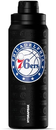 Hydrapeak x NBA Officially Licensed Philadelphia 76ers 26 oz Active Water Bottle with Chug Lid and Handle Reusable Stainless Steel Double Wall Insulated Sports Gift