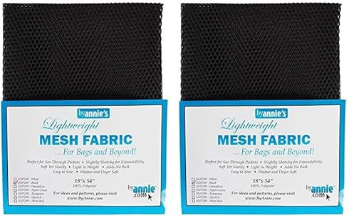 ByAnnie Lightweight Mesh Fabric, 100% Polyester Schwarz, 18 x 54 inch (ca. 45,7 x 137 cm) Netzstoff, 28 x 20 x 1 cm (Packung mit 2)