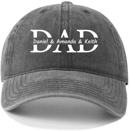 Vatertagsmützen Benutzerdefinierte Papamütze Benutzerdefinierte Mütze mit Kindernamen Benutzerdefinierte Baseballmütze für Männer, von Kindern, Geschenk für Papa, Papa, Opa Schwarz