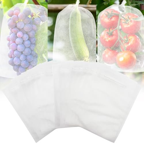 TZEKING 100 Stück Traubenschutzbeutel,20x30cm Obst Schutzbeutel,Vliesstoff Weintrauben Schutzbeutel,Garten Netzbeutel,Fruchtschutzbeutel,Schützen Obst Weintrauben vor Wespen und Vögel