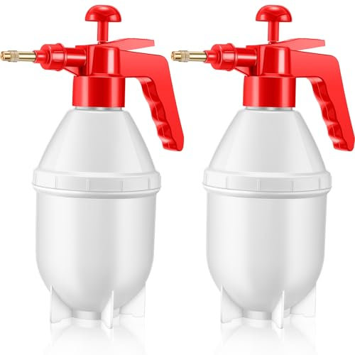 Ziliny Handpumpe, Gartenpumpe, Sprühflasche mit verstellbarer Düse für Chemikalien, Bewässerung von Unkraut, Rot, 2 Stück