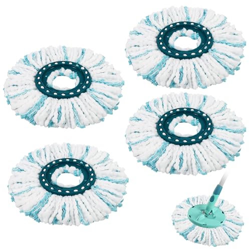 4 Piezas Cabezas de Fregona de Repuesto, para Leifheit Clean Twist Disc Mop, Sistema de Fibras para Leifheit Recambio Mopa, Cabezal de recambio para mopa