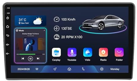 9'' Android 14 Pantalla Táctil Radio Coche 2 DIN para Opel Astra H 2004-2014 con GPS Navigation Carplay/Android Auto Cámara de Respaldo Controles del Volante Bluetooth(YS50(8+128G))