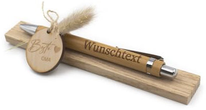 VmG-Store Holz Kugelschreiber als Geschenkidee zum Muttertag Mama Vatertag Geburtstag Papa Oma und Opa Arbeitskollege Freundin Freund (Mit Wunschname, 03 Beste Oma)
