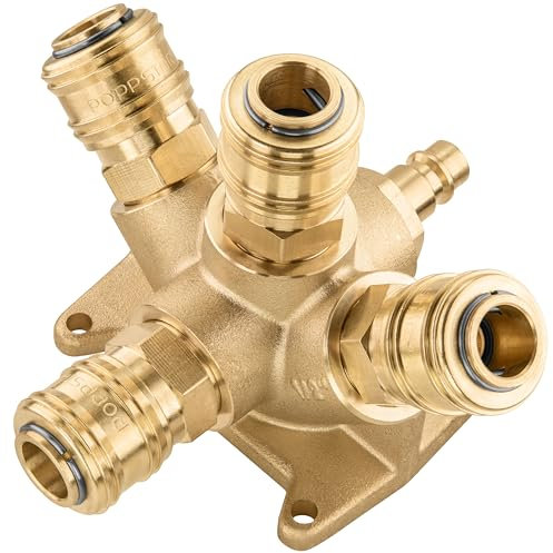 Poppstar Ripartitore di aria compressa a 4 vie per montaggio a parete (4x attacco rapido / 1x spina DN 7,2 G 1/2)