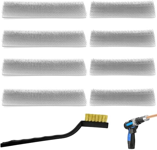 8 Pcs Copper Pipe Cleaner, Plumbing Pipe Deburring Tool, Drill Bit Replacement Brush Sheets, Efficient Pipe Cleaners, for Electric Drill Bit Cleaning, with Full Metal Drill Tube Cleaning Brush