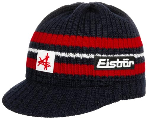 Eisbär Pauli Strickmütze mit Schirm Skimütze Wollmütze Merinomütze Damen/Herren - Made in Austria Schirm, Futter, Herbst-Winter Winter