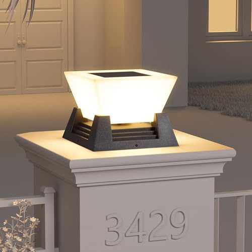 ZRJJMLAN Outdoor Post Lights, 11 Hard Wired Pillar Light, IP54 Waterproof Column Lamp E26 LED Bulb Modern Fence Deck Lantern 3000K Outside Landscape Lighting for Patio Garden Backyard Gate Decoration