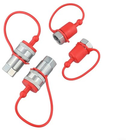 ISO7241-A Hydraulische Schnellverbindungskupplung NPT-Armaturen-Set mit Staubkappe für Landwirtschaft, Bau, Industrieanlagen, 1/2 1/4 3/8 Zoll Gewindegröße (NPT1/4)