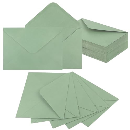 100 Stück Briefumschläge Eukalyptus-Grün - Umschläge B6 13x18, 120g/m², ohne Fenster, Spitze Klappe, Nassklebeverschluss, für Hochzeit, Grußkarten, Einladungen, Feiertage