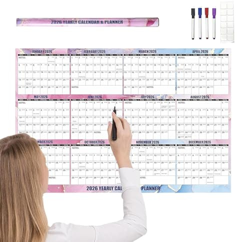 Jahresplaner 2026, großer Wandkalender mit Spiralbindung, dickes Papier, für Notizen, Stundenpläne in der Schule, Büro, Wohnzimmer, Schlafzimmer