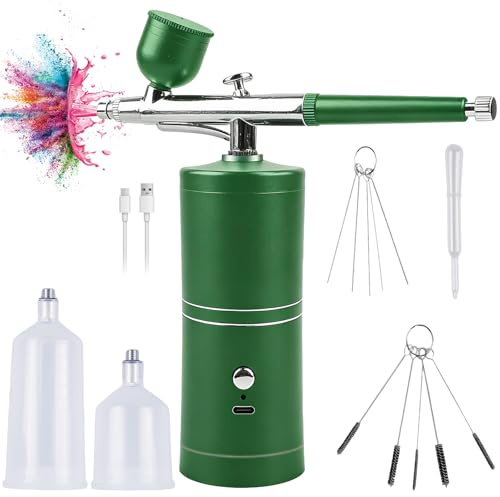 Kit de aerógrafo con compresor: kit de aerógrafo, pistola pulverizadora inalámbrica portátil con compresor, pistola pulverizadora de mano recargable por USB, kit de pistola pulverizadora para