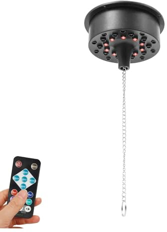 Disco-Kugel-Motor mit LED-Beleuchtung, 6 Lichteffekte und Fernbedienung, 6 Drehgeschwindigkeiten, USB-C/Batterie/Netzbetrieb, für Spiegelkugeln 15-50 cm (5,9-19,69 Zoll), inkl. Aufhängung