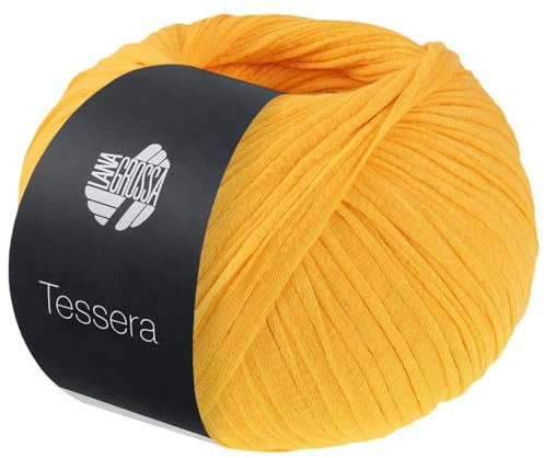 LANA GROSSA Tessera | Hochwertiges, schmales Baumwoll-Bändchengarn in matter-papierfeiner Optik | Handstrickgarn aus 100% Baumwolle | 50g Wolle zum Stricken & Häkeln | 115m Garn FB 5