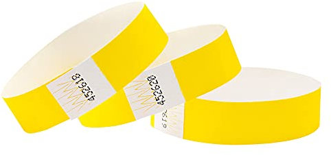 Cintapunto | 1000 Stück Packung, Tyvek Eintrittsbänder, Bänder, Festival Armbänder, Kontrollbänder, Wristbands, Neon Yellow, CNTP-1000T