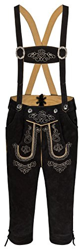 Pantalon de costume traditionnel bavarois, en cuir pour homme, avec bretelles, en 3 couleurs, en cuir de 46 à 60, Noir , 58