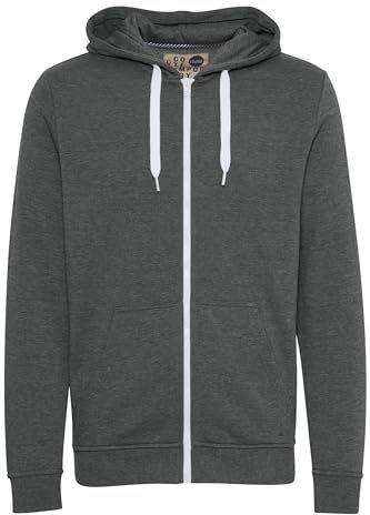 !Solid SDOlli Zip-Hood Herren Sweatjacke Kapuzenjacke Hoodie mit Kapuze Kordelzug Reißverschluss Kängurutasche Regular fit, Größe:XL, Farbe:Med Grey (8254)
