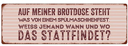 Interluxe METALLSCHILD Blechschild AUF MEINER BROTDOSE STEHT Spruch Schule Kind Lustig