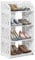 Shoe Rack White Shoe Stand Storage 4 Tiers Small Shelving Unit, Vertical Shoe Stand, Modern Carved Shoe Storage Cabinet Floor Standing Shoes Organizer Storage for Hallways Entryway