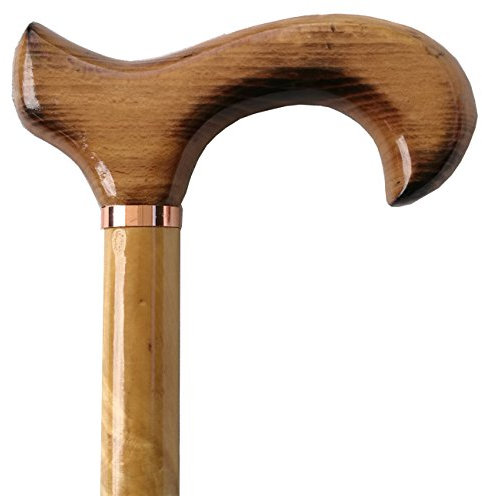 Canne de marche - Pour homme - En bois naturel avec taches - 94 cm de hauteur