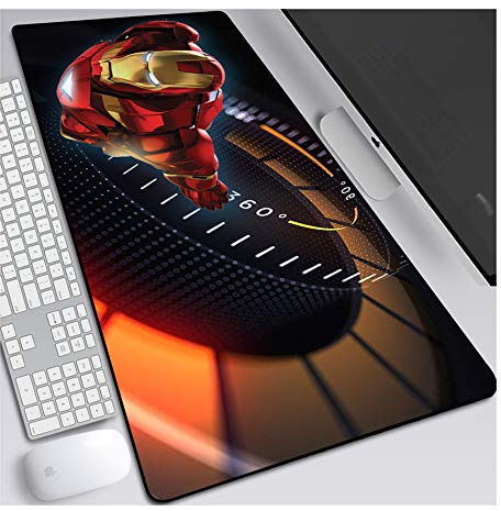 Mouse Mat Iron Man 900x400mm Anime Mouse Pad, keyboard mouse mats, Extended XXL Large Professional Gaming Mouse Mat with 3mm-Thick Rubber Base, for Desktop PC, E