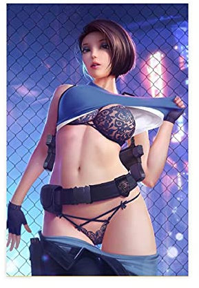 LINYUYI Resident Evil Jill Valentine 8 Leinwand Poster Schlafzimmer Dekor Sport Landschaft Büro Zimmer Dekor Geschenk Rahmen:30 × 45 cm