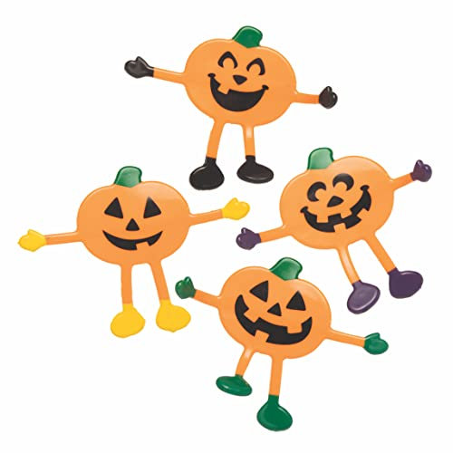 Baker Ross FC240 Giocattoli Zucche Flessibili - Confezione da 4, Giocattoli di Halloween, Giocattoli per Bambini, Ideale per i Piccoli Regali e Premi