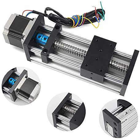 RATTMMOTOR CNC Linearführung, Effektiver Hub L-200mm Linearantrieb Kugelumlaufspindel Lineartisch-Aktuators mit Nema23 Schrittmotor 1,8°, 3A, 1,2N.m für cnc Fräsmaschine
