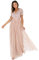 Maya Deluxe Damen Maya Deluxe Taupe Blush Short Sleeve Stripe Maxi Bridesmaid Dress, Taupe Blush, 52 EU
