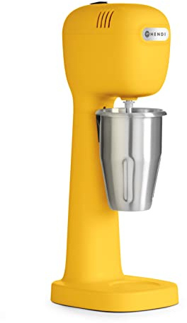 HENDI Professioneller Mixer für Getränke, BPA-frei, Belüfter für leichte Getränke, gefrorener Cappuccino, 1 Becher und 4 Rührstäbchen inklusive, 230 V/400 W, 170 x 196 x 490 mm, Gelb