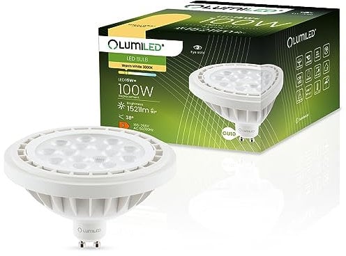 Lumiled LED-Leuchtmittel ES111 GU10 Fassung Spot Strahler Spannung 230V 15W (Entspricht Halogen 100 Watt) Warmweiß 3000K 38 Grad Abstrahlwinkel weiß 1521 Lumen Ra>80