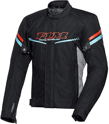 FLM Motorradjacke mit Protektoren Motorrad Jacke Traction Textiljacke schwarz/rot 3XL, Herren, Sportler, Ganzjährig, Polyester