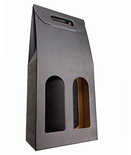 IMBALLAGGI 2000 -5 Black Wine Boxes - Cardboard Boxes for Prosecco Champagne Bottles - Pack of 2 Bottles - Ideal for Christmas and Special Occasions