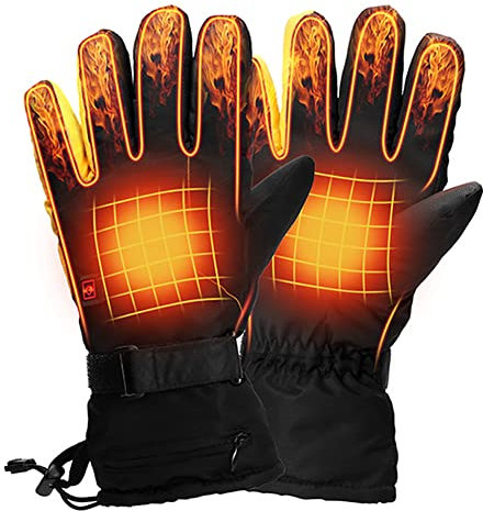 JAWSEU Beheizte Handschuhe Herren Damen, Beheizbare Handschuhe 3 Heizstufen, Winterhandschuhe mit Heizung Hand Warmer, wasserdichte Heated Gloves für Outdoor Fahrrad Motorad Ski Jagd Angeln Skaten