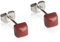 Winzige Ohrstecker mit Stein in weinrot • Quadratische Ohrringe für 1, 2 & 3 Ohrloch • Nachhaltiger Schmuck aus recyceltem Glas & Edelstahl • 4mm