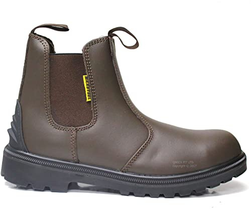 Maxsteel Mens Leather Safety Steel Chelsea Dealer Slip On Twin Gusset Lightweight Ankle Work Boots Shoes