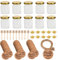 Yiyifor Mini Tarros de Miel, 10 Piezas 35ml Tarros de Miel de Cristal,con Cucharones de Madera,Tapas Doradas,Colgantes de Abeja,Yute,Circular Dispensador de Miel,para Regalos,para Fiestas de Boda
