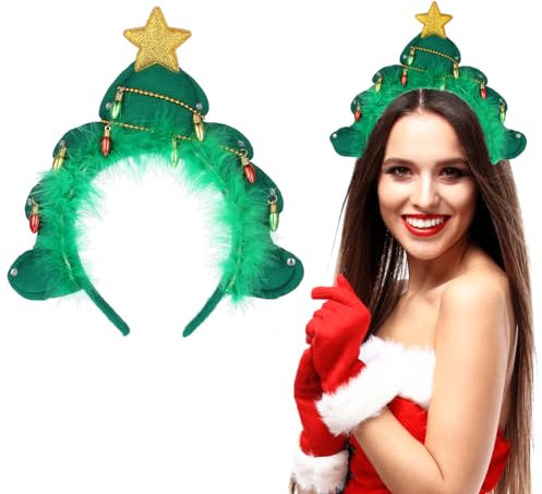 WLLHYF Bandeau vert créatif elfes avec clochettes - Chapeau de Père Noël mignon - Bandeau tendance - Accessoires de fête pour adultes