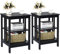 COSTWAY Nachttisch 3 Ebenen, 2er Set Beistelltisch Nachtschrank, Sofatisch Couchtisch für Schlafzimmer, Wohnzimmer 40x40x61cm (II-förmig, Schwarz)