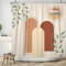 ASDCXZ Boho Duschvorhang 180x200 cm, Modern Abstrakt Boho Style Grün Blätter Bunt Sonne Braun Beige Bad Waschbar Duschvorhänge Polyester Textil Wasserdicht Badevorhang für Badewanne mit 12 Haken