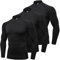 YUSHOW 3 Pack Compression Tops for Men Long Sleeve Mens Running Top Quick Dry Turtleneck Base Layer Top for Gym Sports Fitness Workout Cycling Football Training T-Shirts